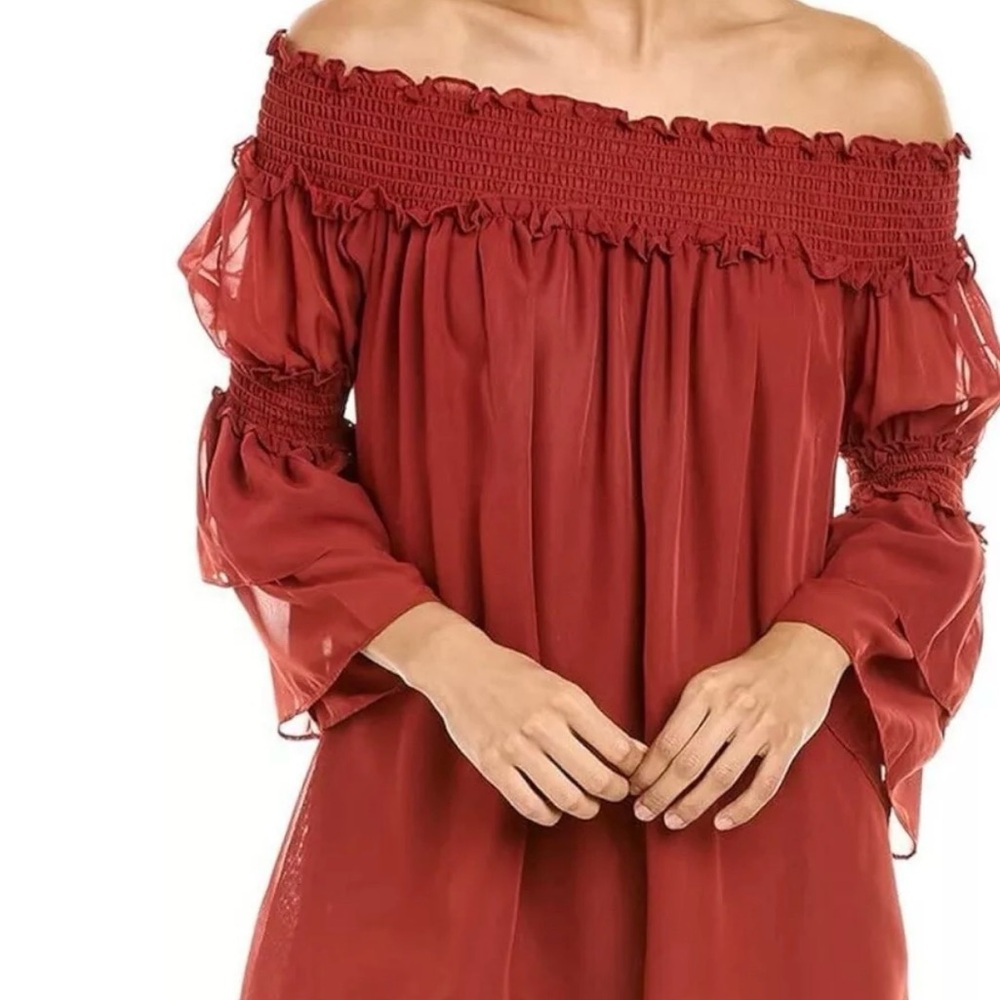 Maxi Studio Womens Size 1x Off the Shoulder Tiered Sleeve Top